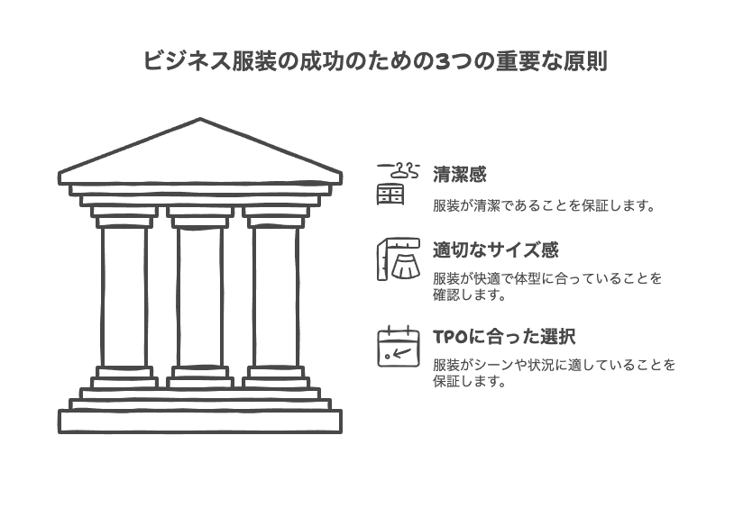 男性のビジネス服装における基本原則