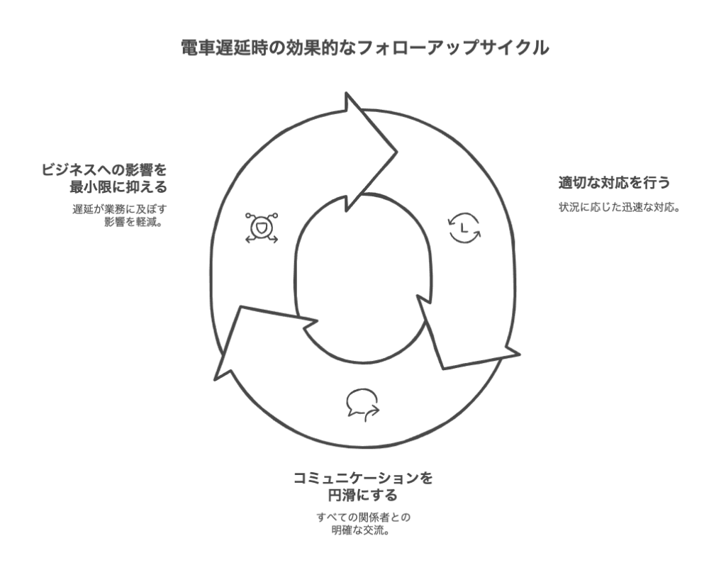 電車遅延時のメール連絡後のフォローアップ